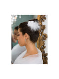 Enfeite de Cabelo Flores de Tecido com Plumas Noiva Madrinha