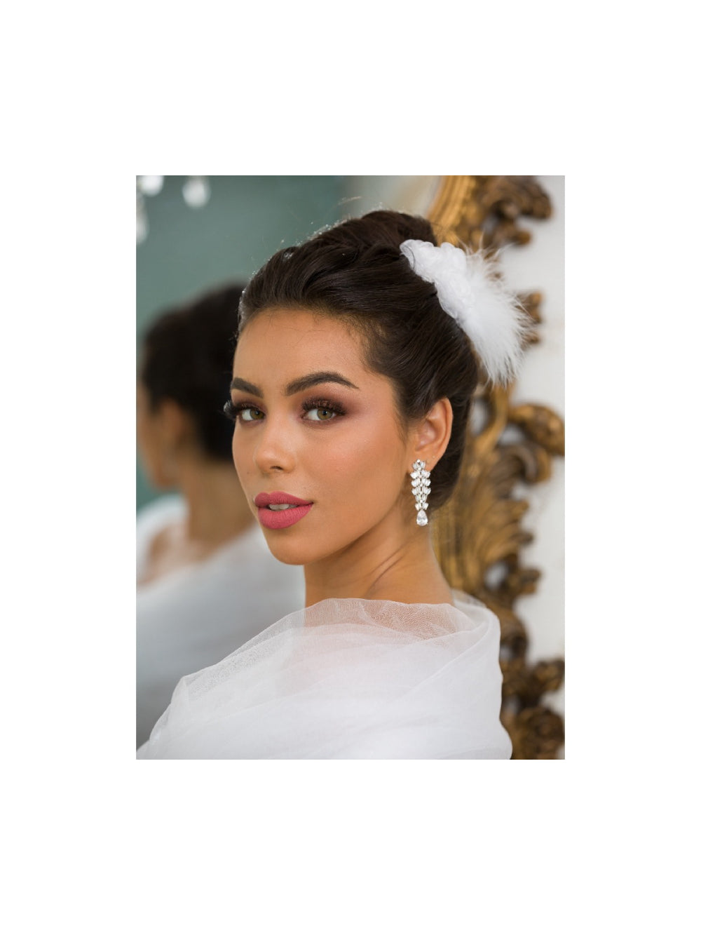 Enfeite de Cabelo Flores de Tecido com Plumas Noiva Madrinha