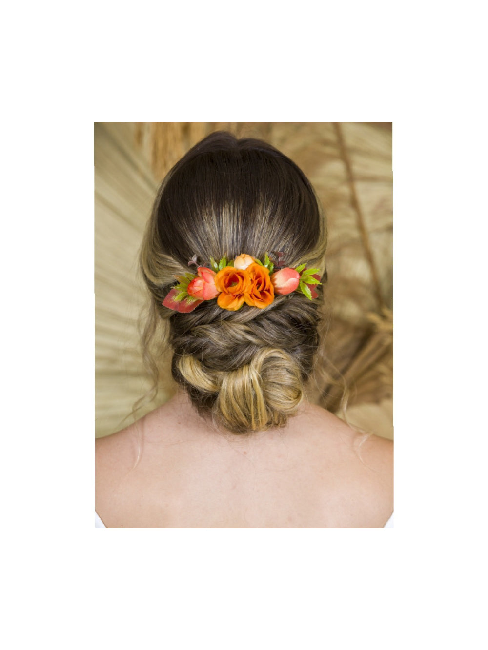 Arranjo Flores de Cabelo Grinalda Laranja Daminhas Noivas