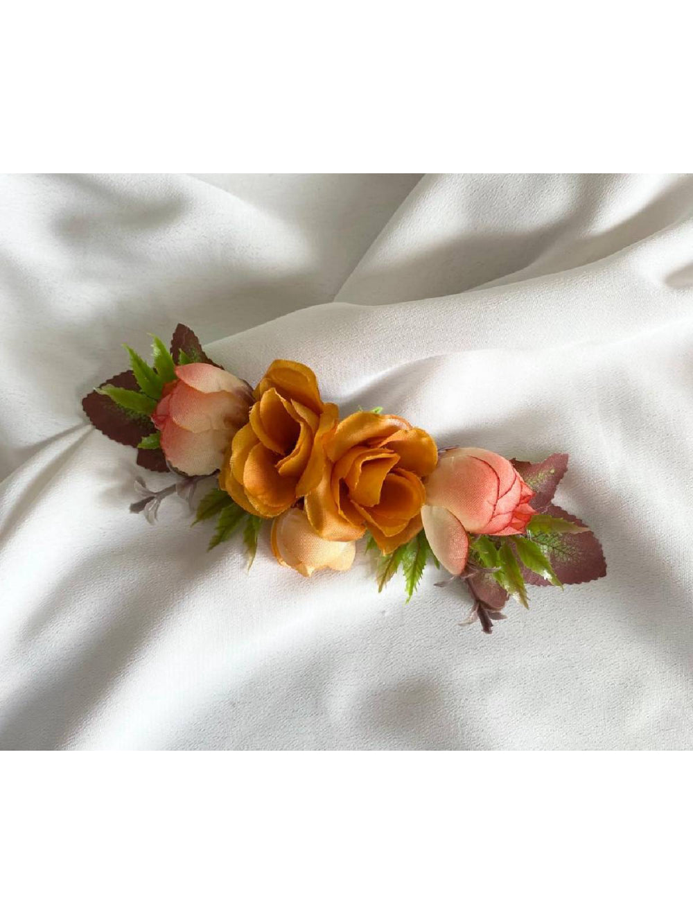 Arranjo Flores de Cabelo Grinalda Laranja Daminhas Noivas