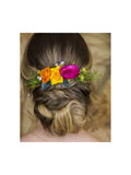Arranjo Flores de Cabelo Rosa Amarela e Laranja Noiva Daminha