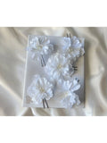 Kit Grampos de Cabelo Flor Branca Pin Noiva Daminha Florista