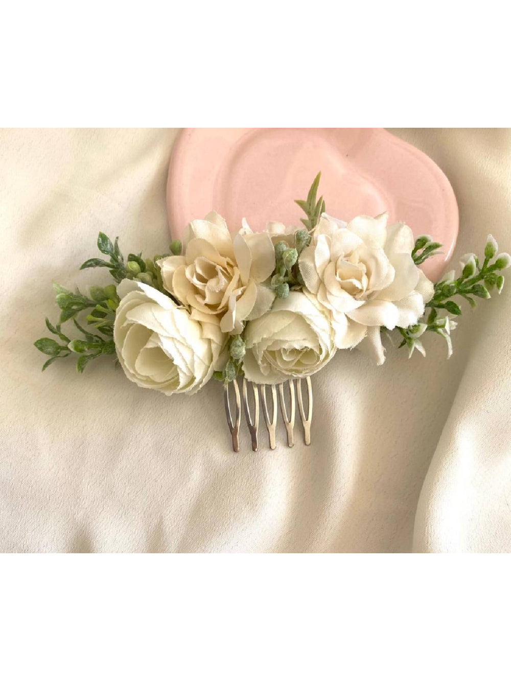 Arranjo de Cabelo Grinalda de Rosas Off White para Noivas Boho