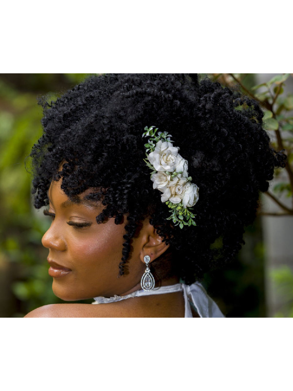 Arranjo de Cabelo Grinalda de Rosas Off White para Noivas Boho