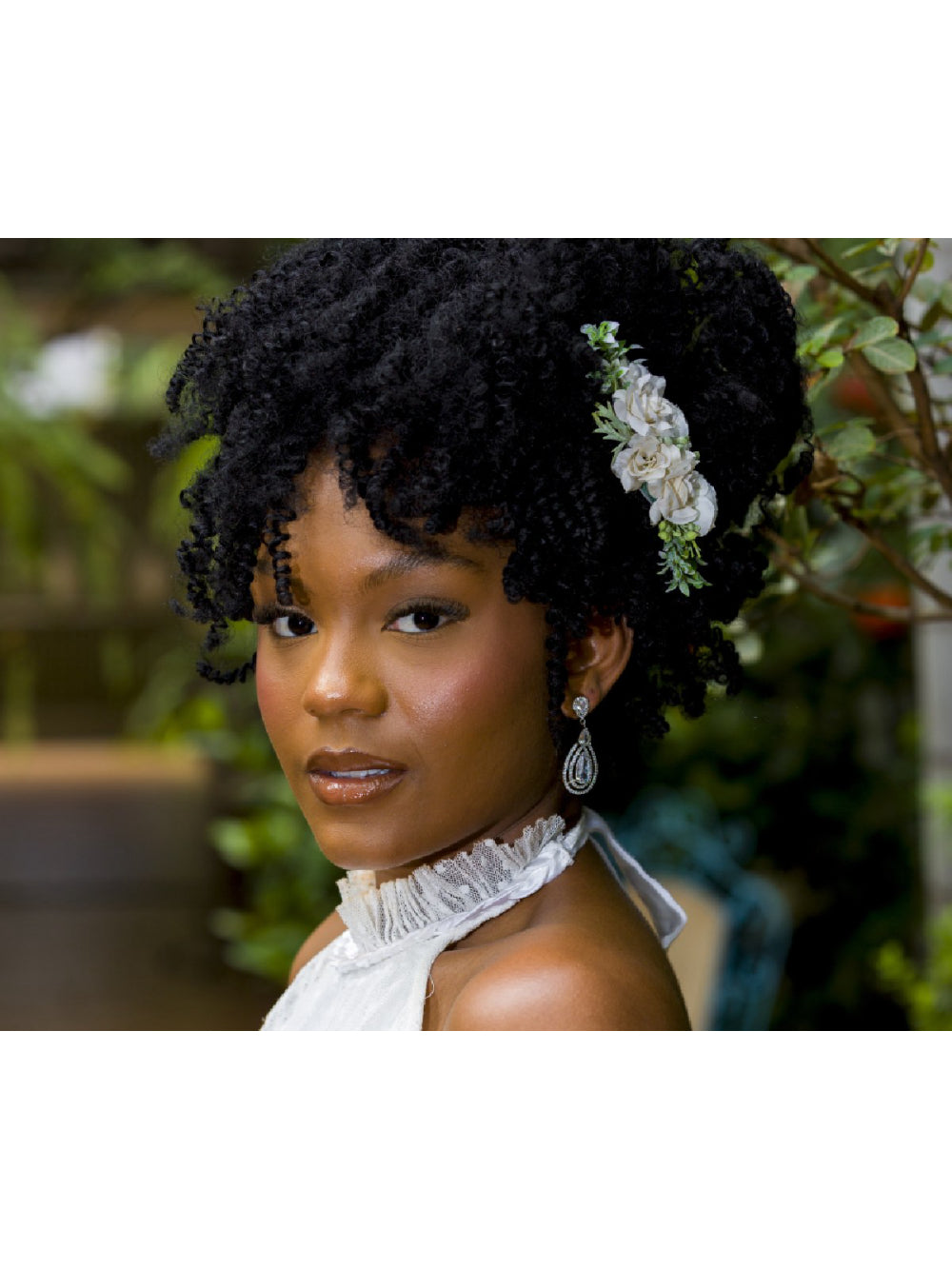 Arranjo de Cabelo Grinalda de Rosas Off White para Noivas Boho