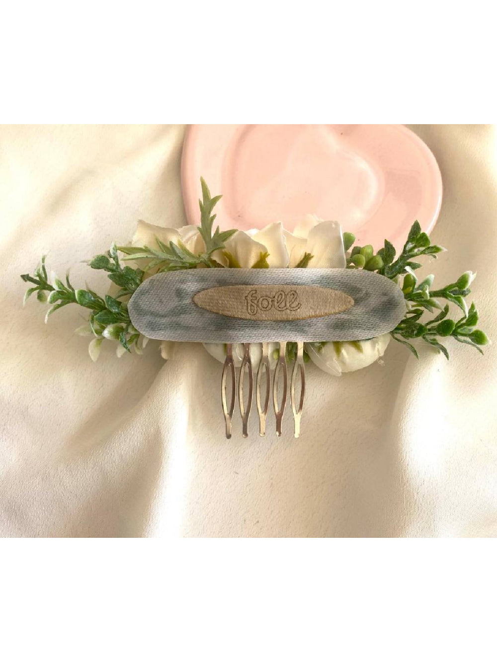 Arranjo de Cabelo Grinalda de Rosas Off White para Noivas Boho