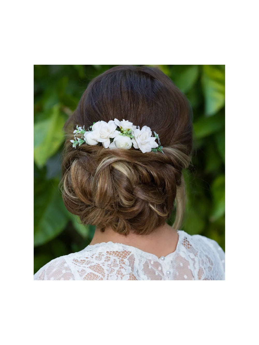 Arranjo de Cabelo Grinalda de Rosas Off White para Noivas Boho