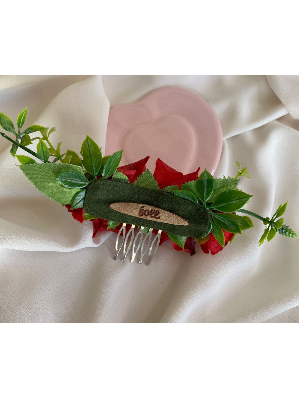 Arranjo de Cabelo Grinalda Rosas Vermelhas Noivas Festas