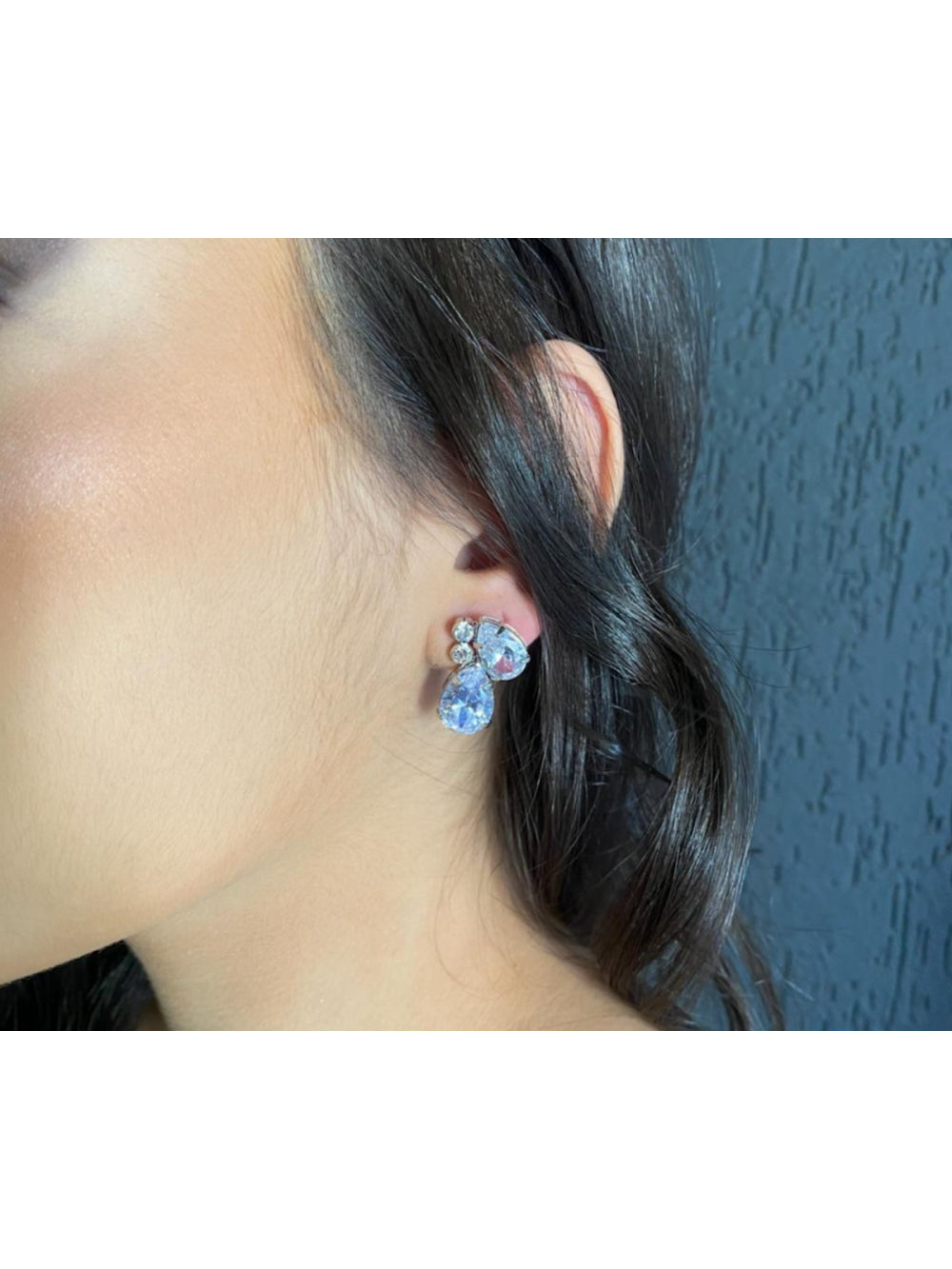 Brinco 2 Gotas de Zircônia Prata Semijoia Noivas Casamento