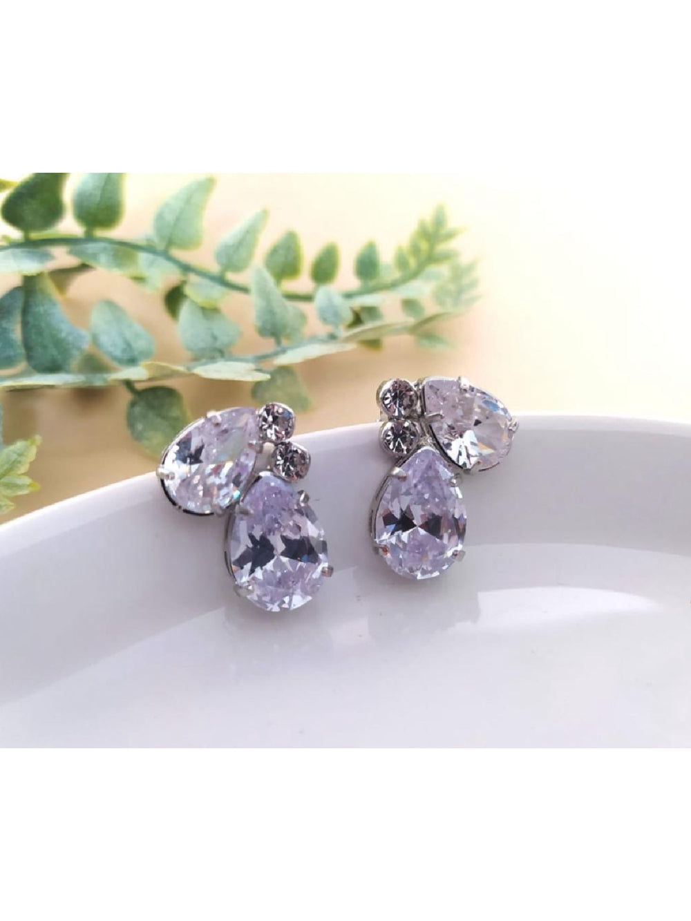 Brinco 2 Gotas de Zircônia Prata Semijoia Noivas Casamento