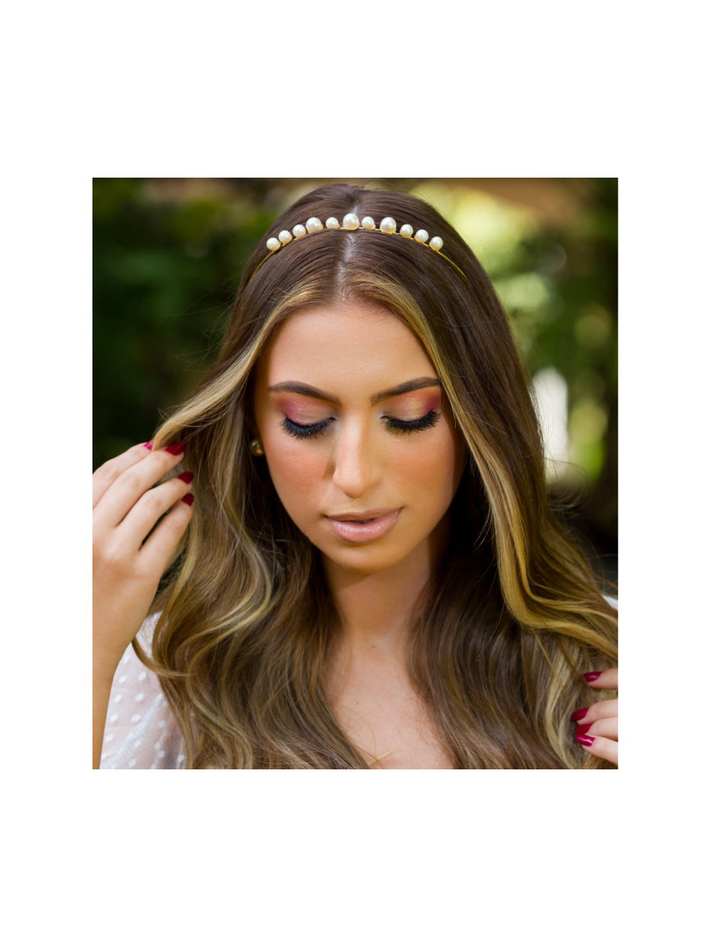 Tiara Coroa com Pérolas Delicada Semijoia Daminha