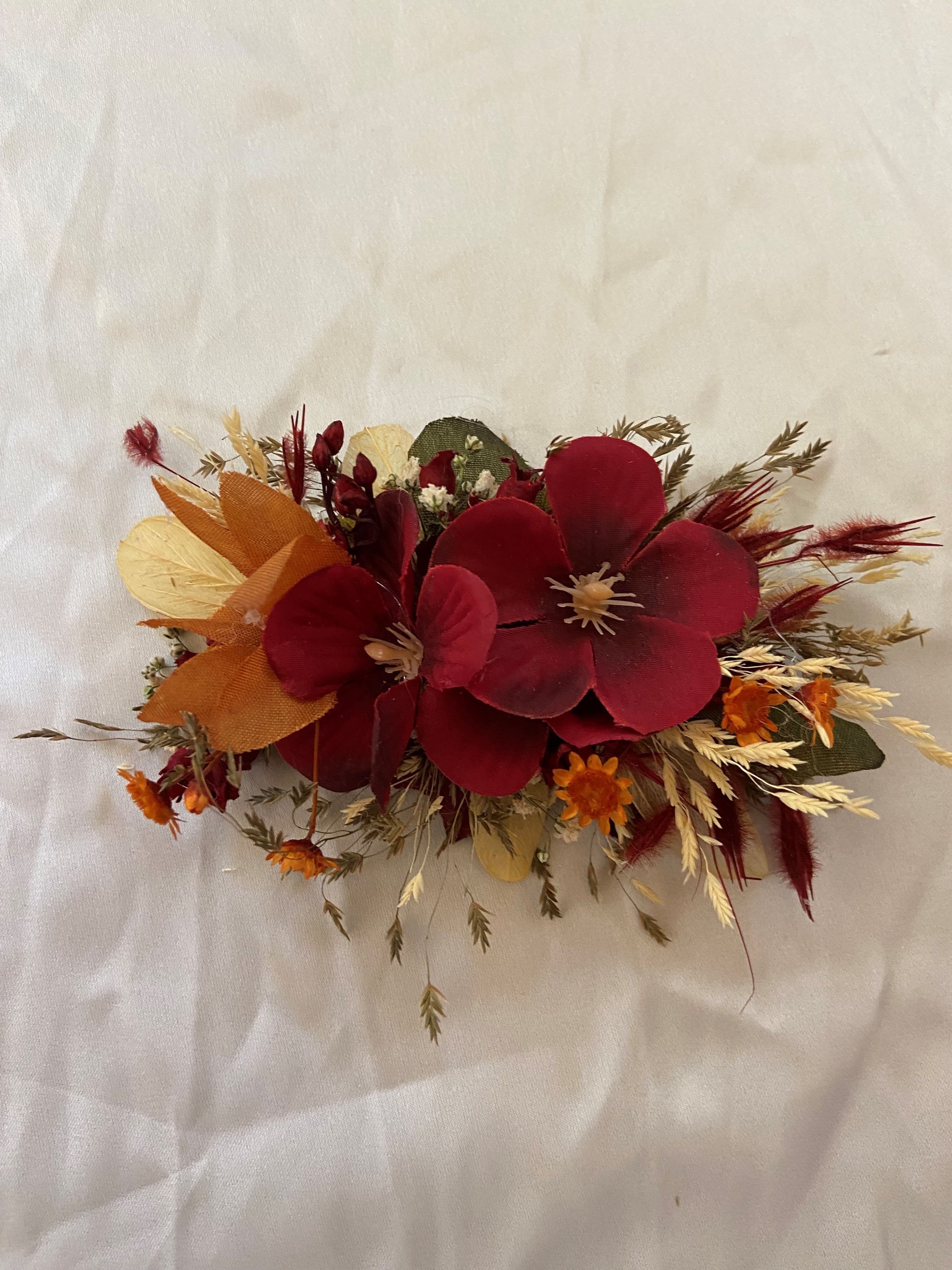 Mini Presilha Floral Marsala Fulnanas de Tal