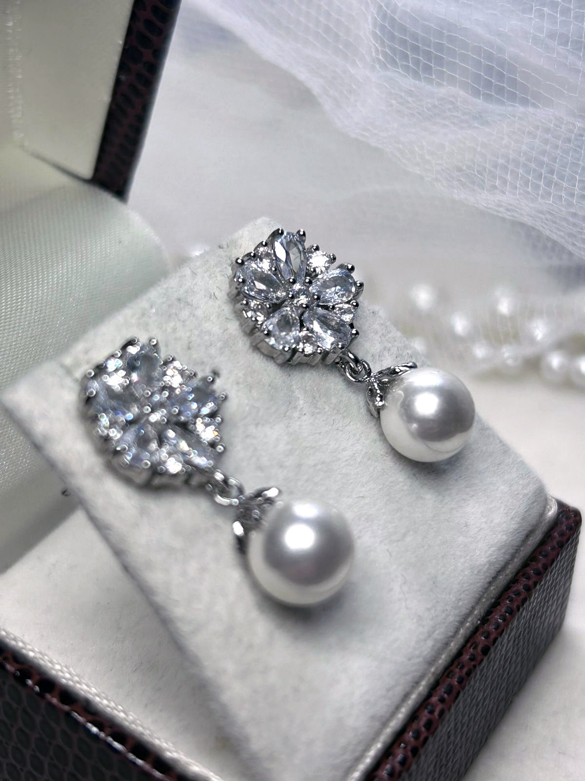 Brinco de Noiva Gota de Perola e Zircônia Maressa Bride Boutique