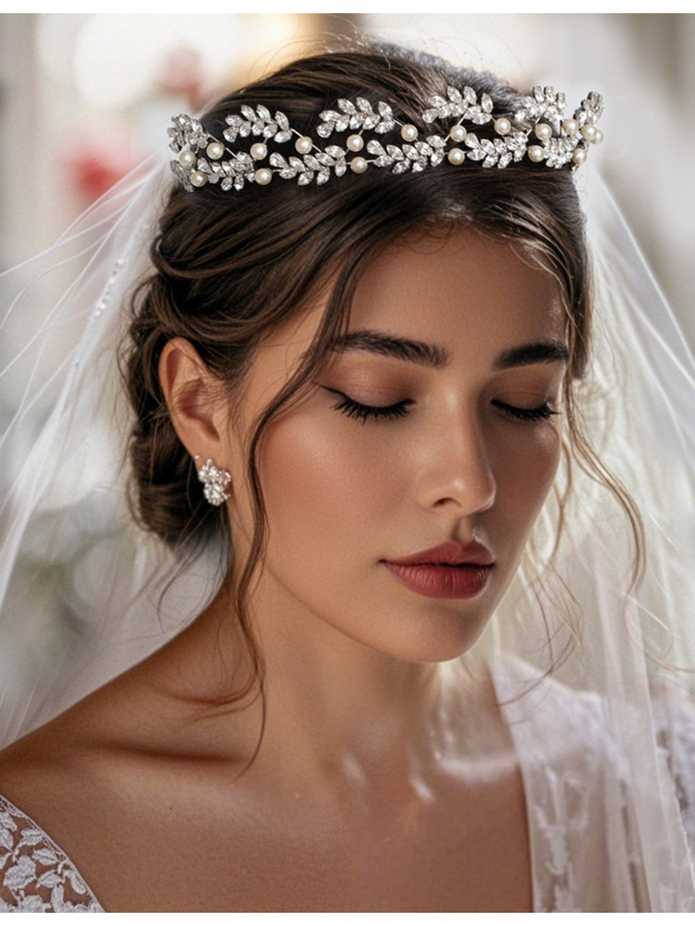 Tiara de Noiva Zircônia e Perola Sophie Bride Boutique