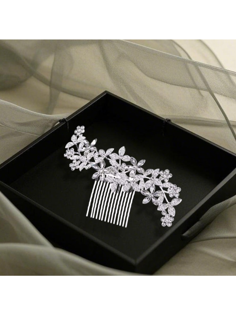 Pente de Noiva Flor de Prata Alicia Bride Boutique