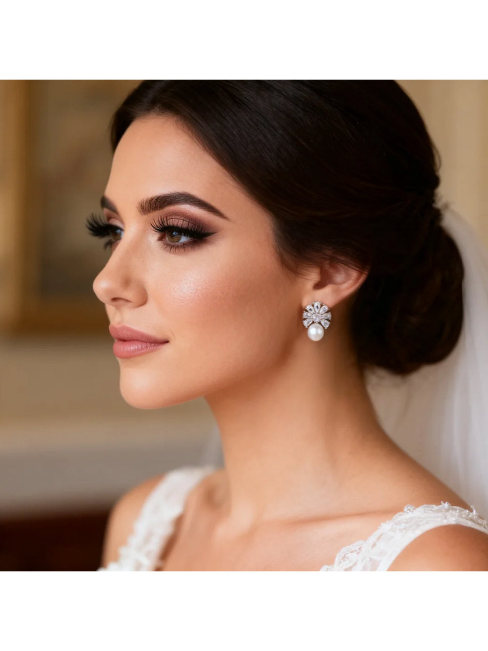 Brinco de Noiva Navete e Pérola Liz Bride Boutique