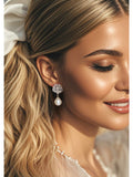 Brinco de Noiva Gota de Perola e Zircônia Maressa Bride Boutique