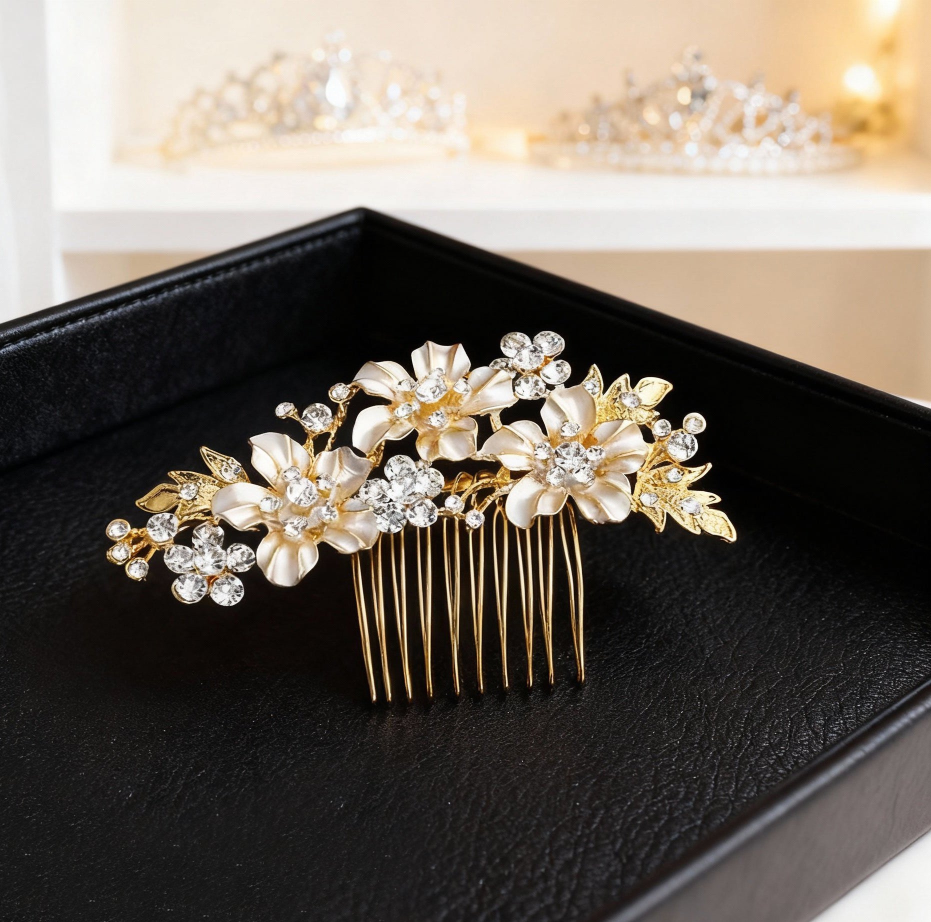 Pente de Noiva Grinalda Floral Emily Bride Boutique