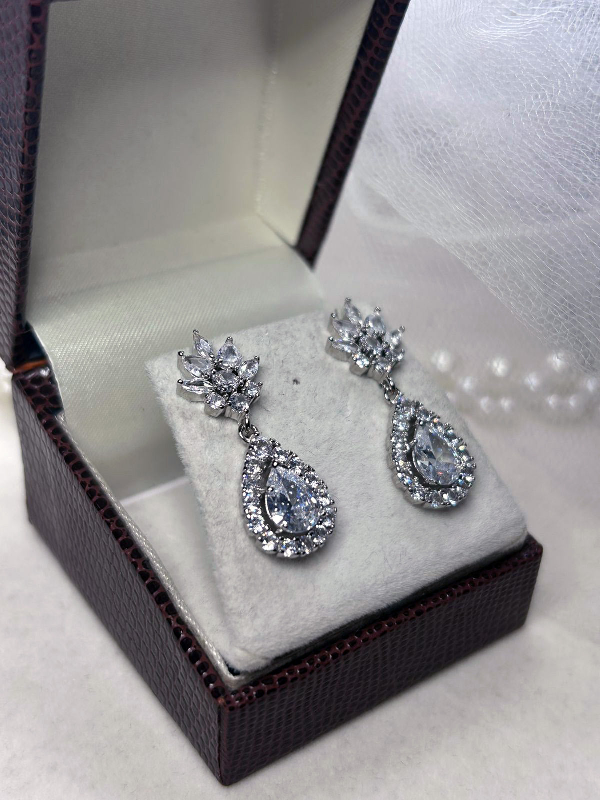 Brinco de Noiva Navete Gota de Zircônia Bride Boutique
