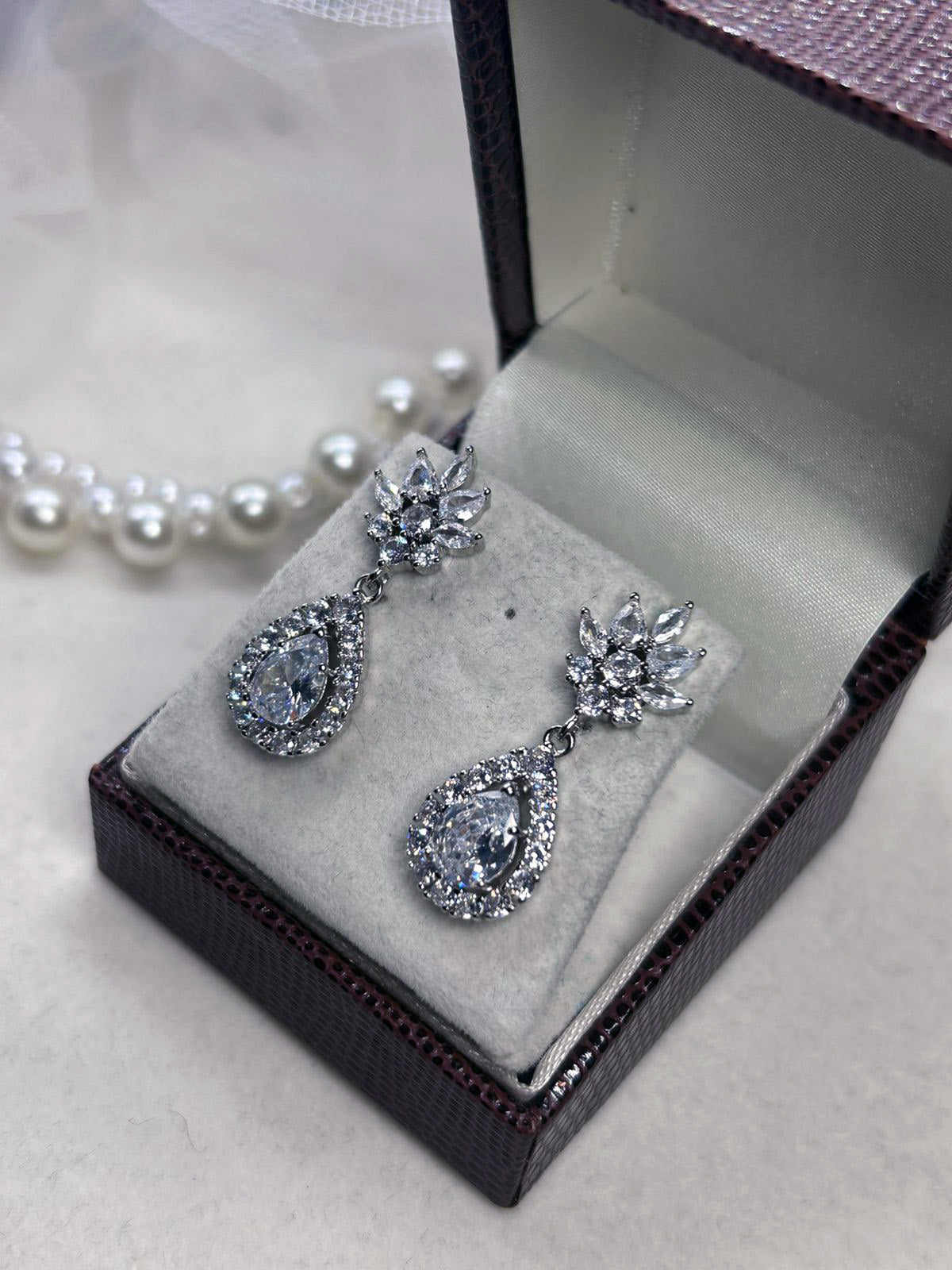 Brinco de Noiva Navete Gota de Zircônia Bride Boutique