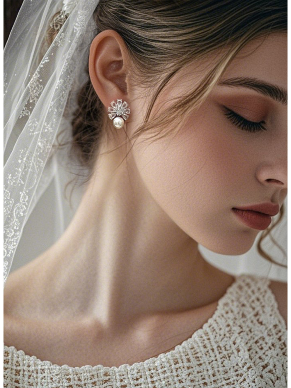 Brinco de Noiva Navete e Pérola Liz Bride Boutique