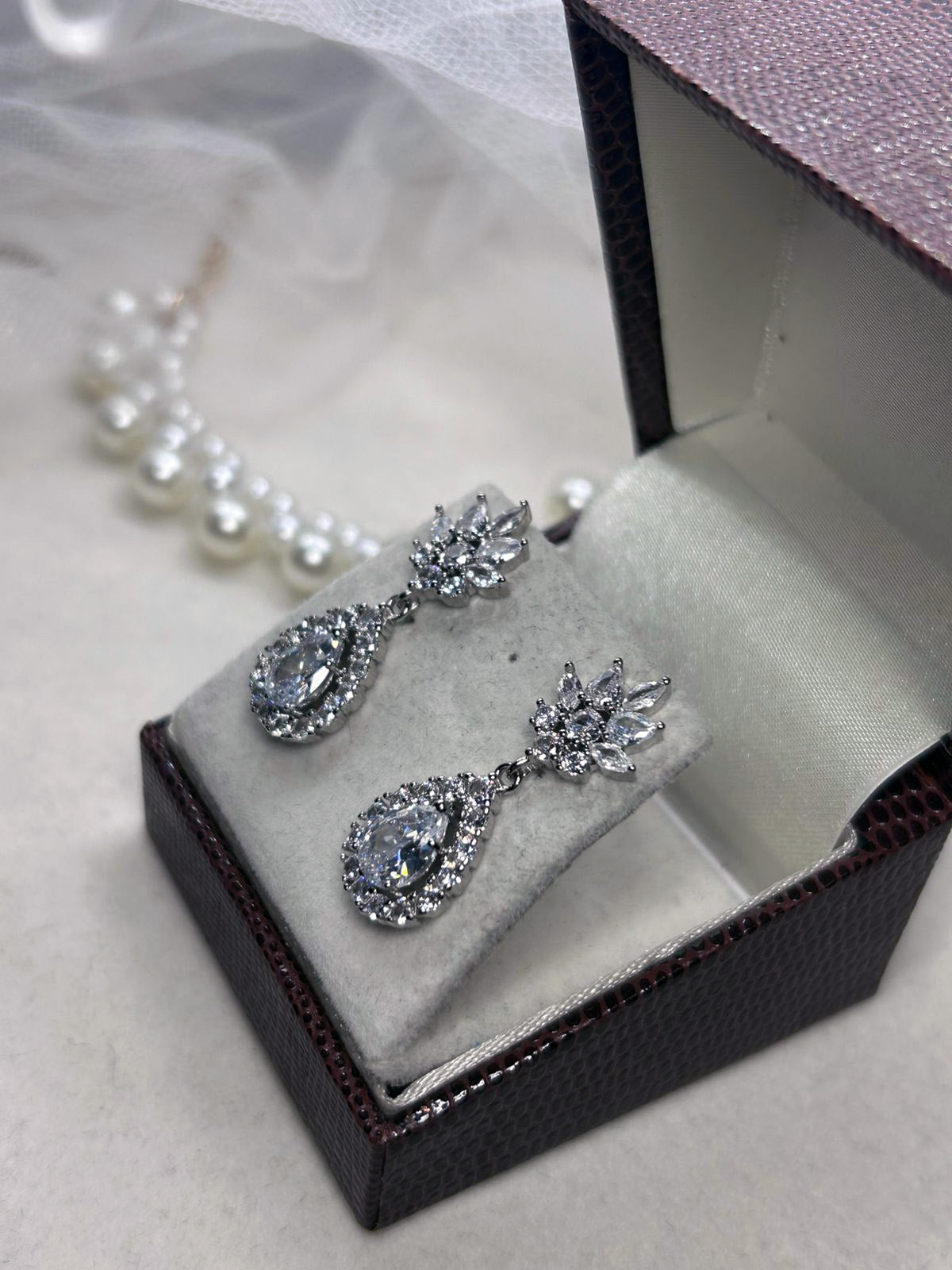 Brinco de Noiva Navete Gota de Zircônia Bride Boutique