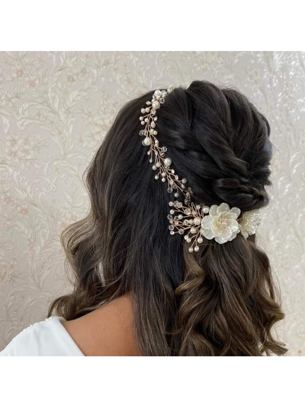 Conjunto de Tiara e Pente de Flores Pri Grinaldas