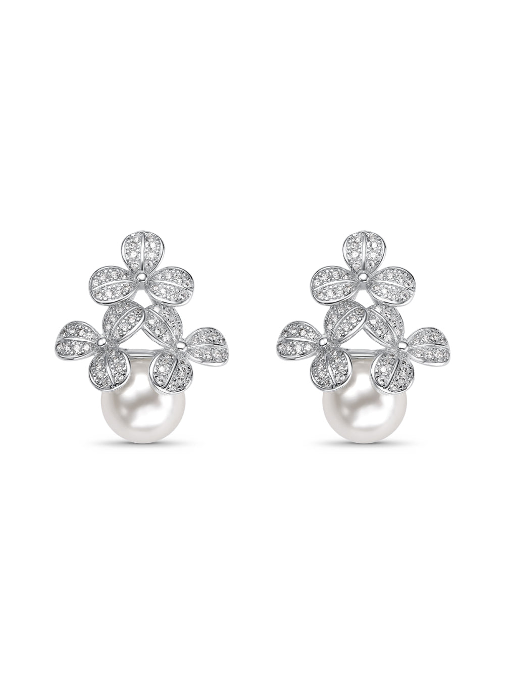 BRINCO NOIVA FLORAL COM PÉROLA SERENA