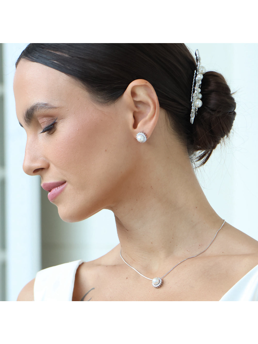 CONJUNTO NOIVA PÉROLA E NAVETES GRACE