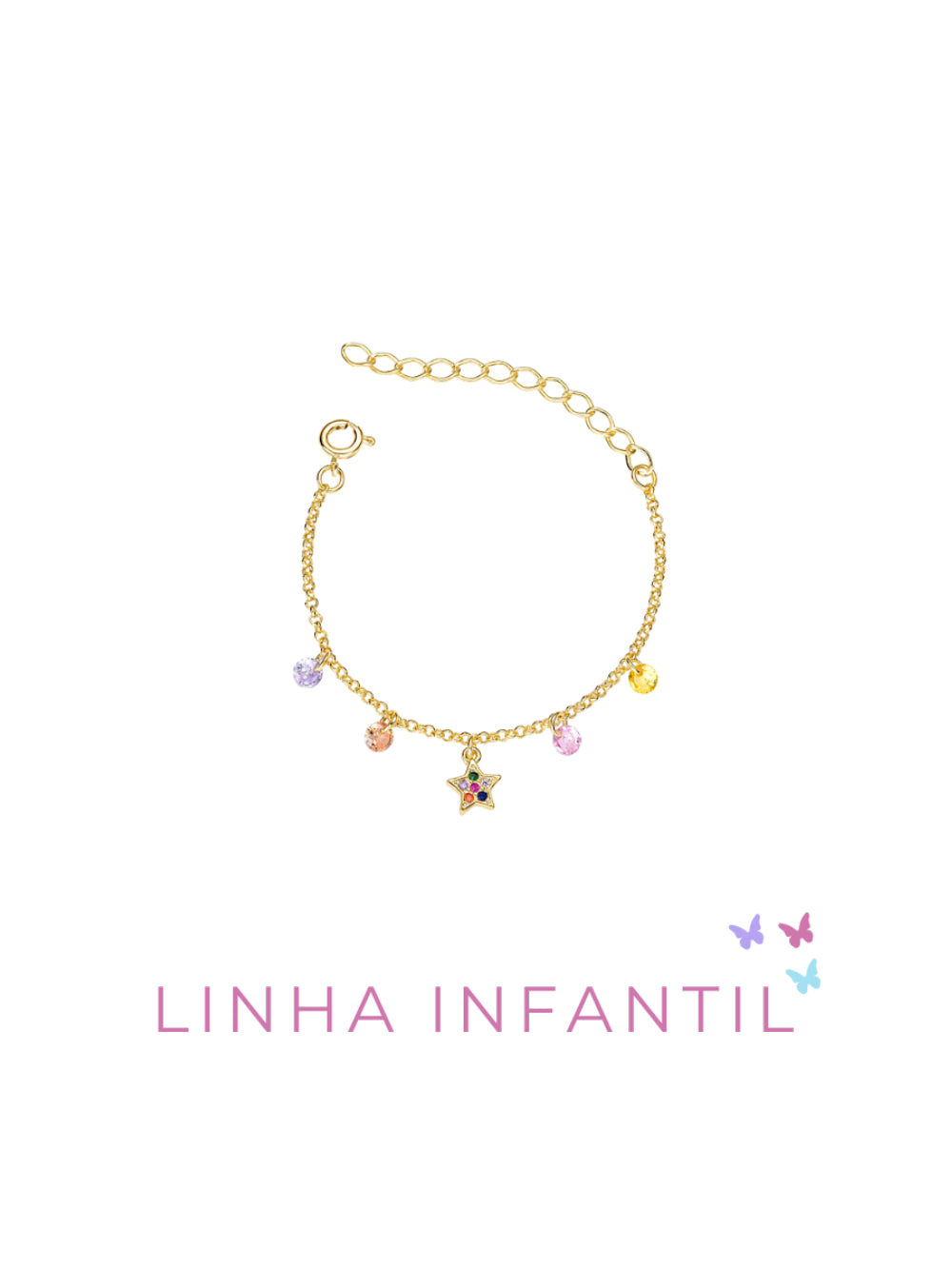 Pulseira Infantil Estrelas e Cristais Acessórios Blanc