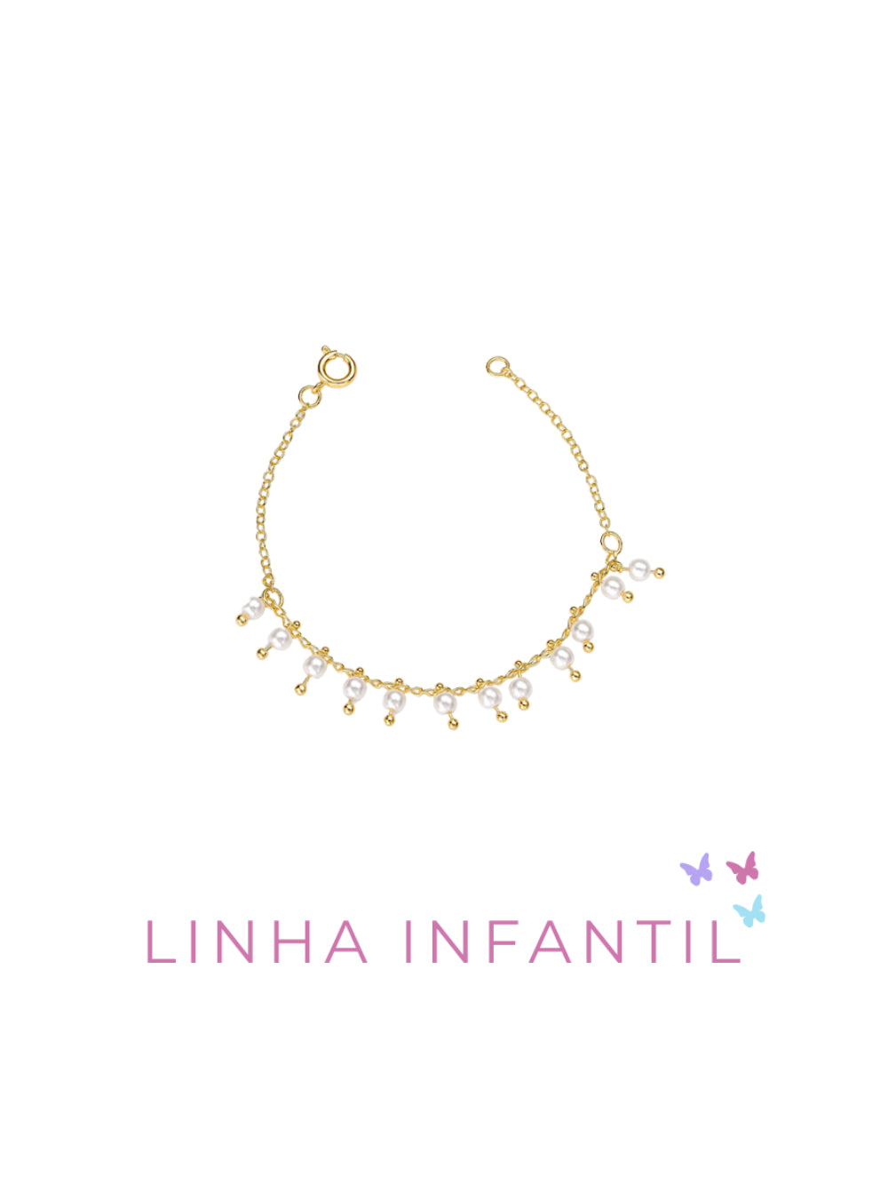 Pulseira Infantil Pingente Pérola Acessórios Blanc
