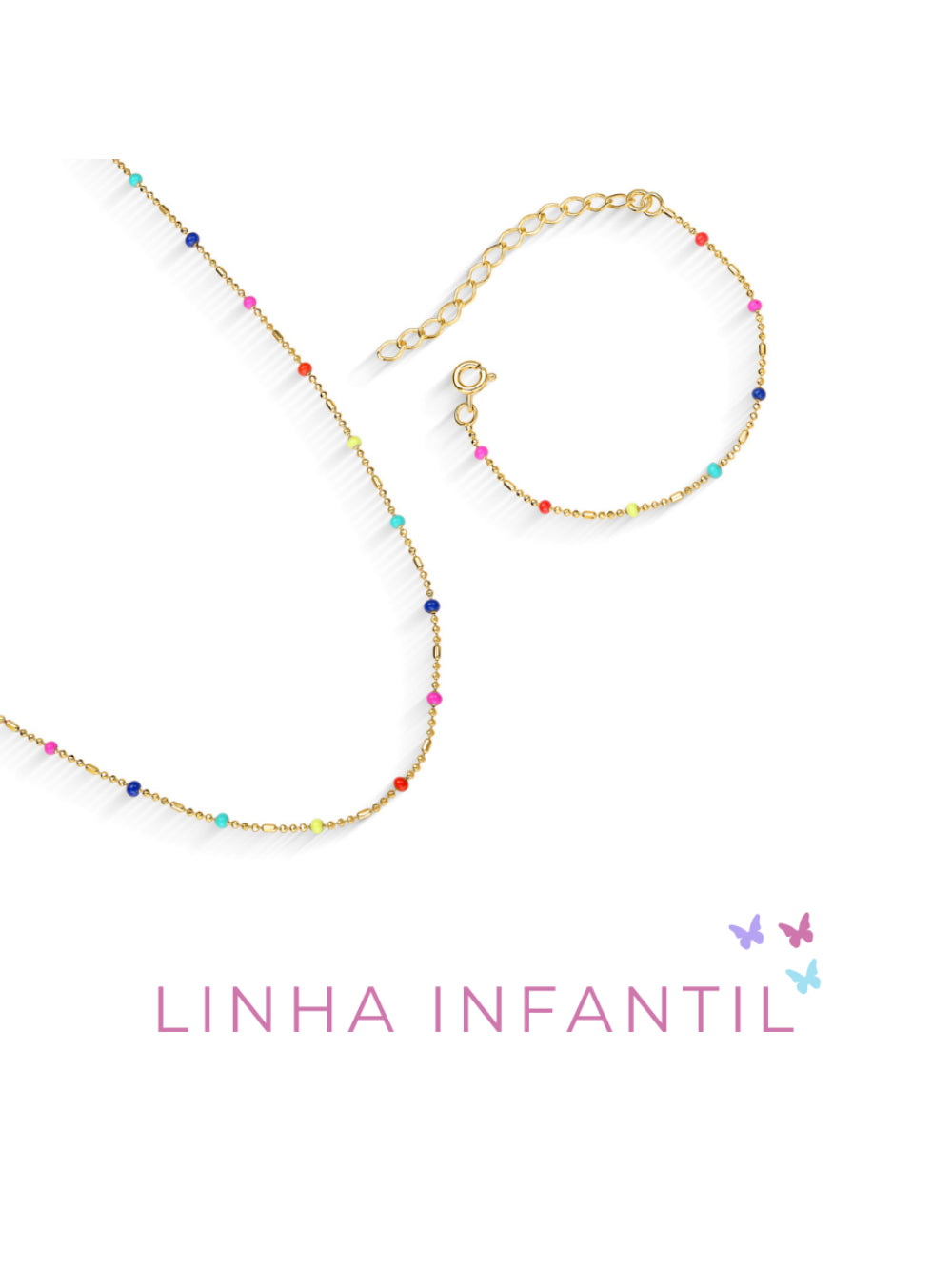 Conjunto Infantil Bolinhas Coloridas Acessórios Blanc