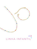 Conjunto Infantil Bolinhas Coloridas Acessórios Blanc