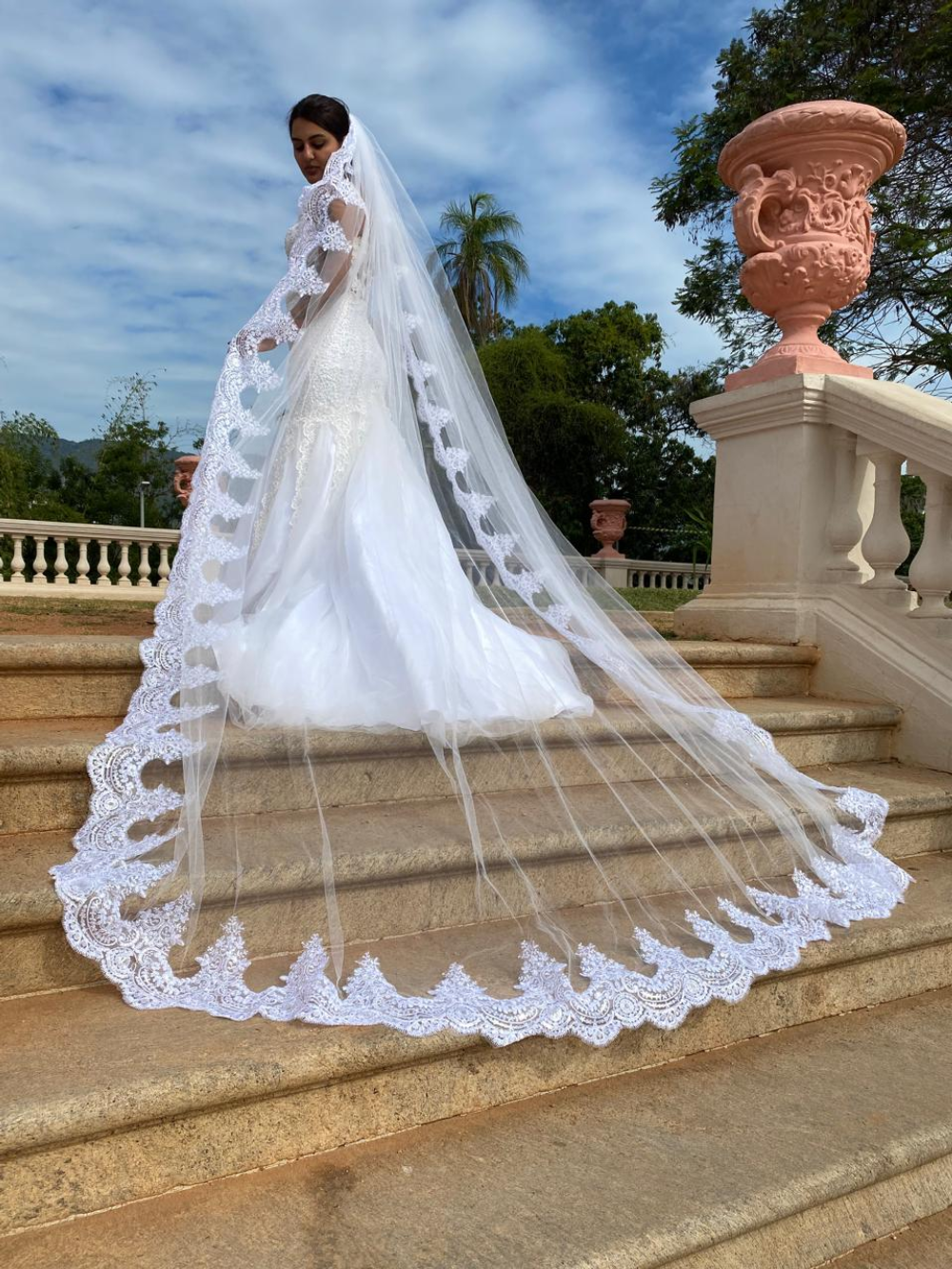 Mantilha de Noiva Orquídea Imagem Nossa Senhora Véu de Noivas – Noivah