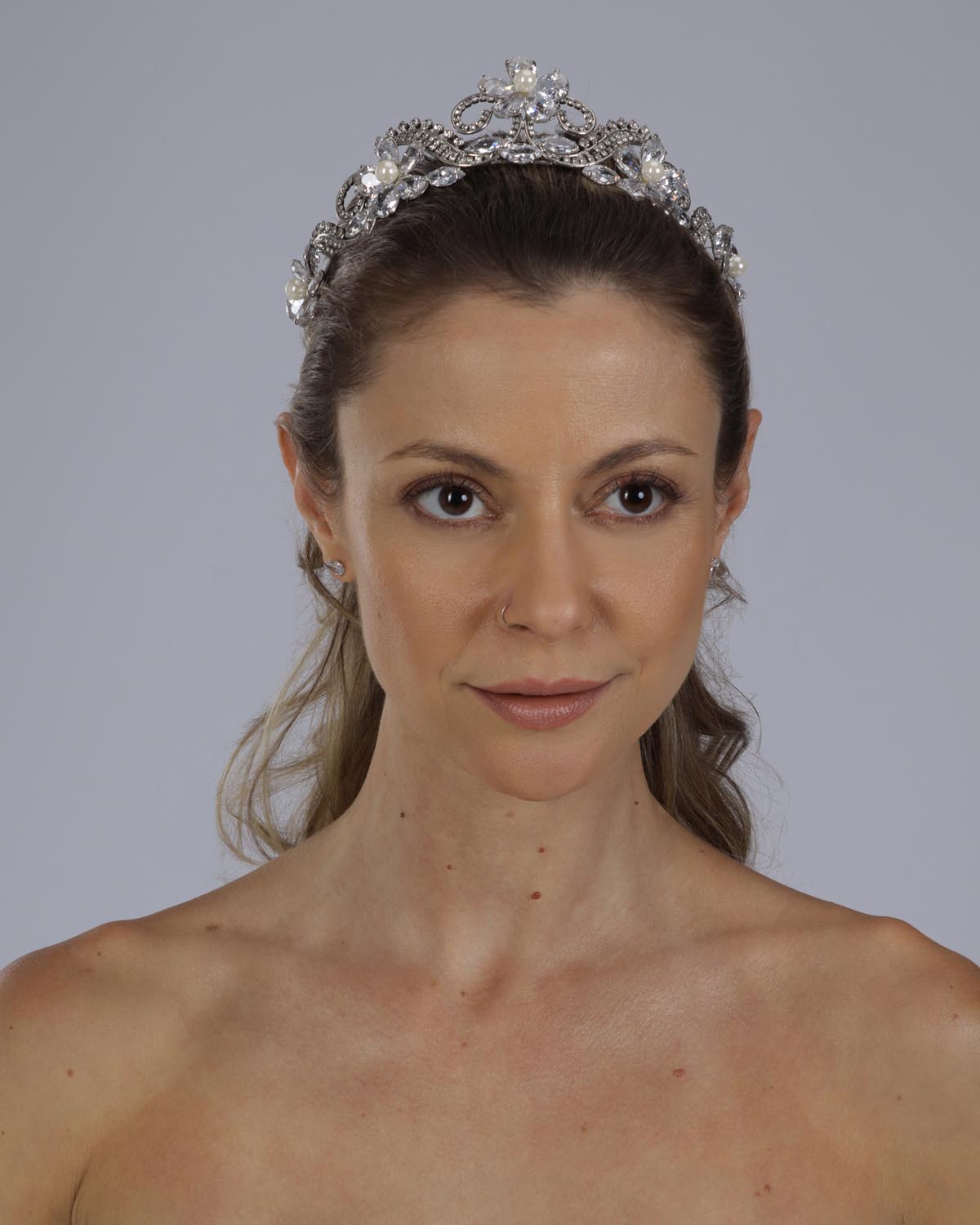 Coroa Noiva Zircônias Pérolas Strass Rose Esposar