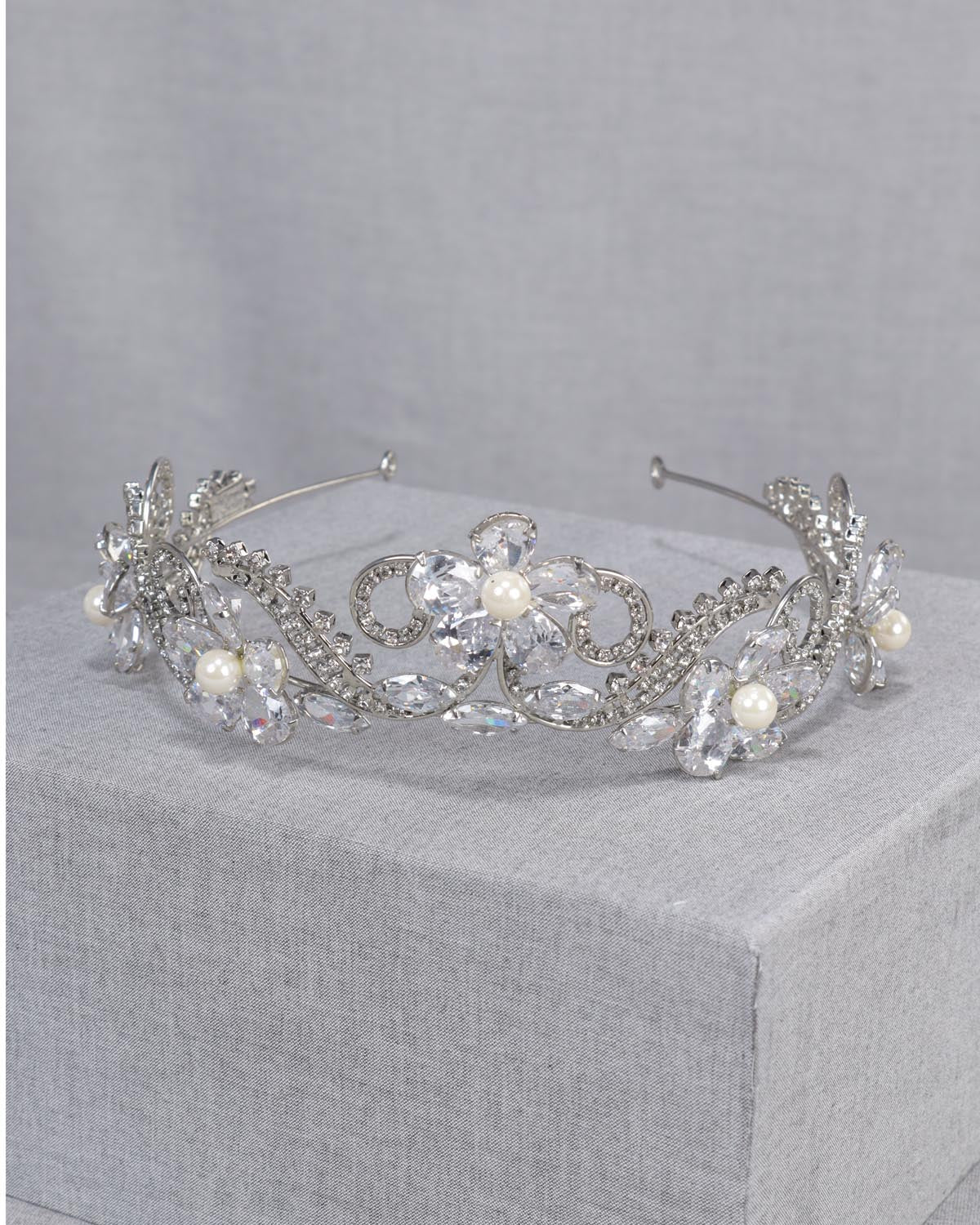 Coroa Noiva Zircônias Pérolas Strass Rose Esposar