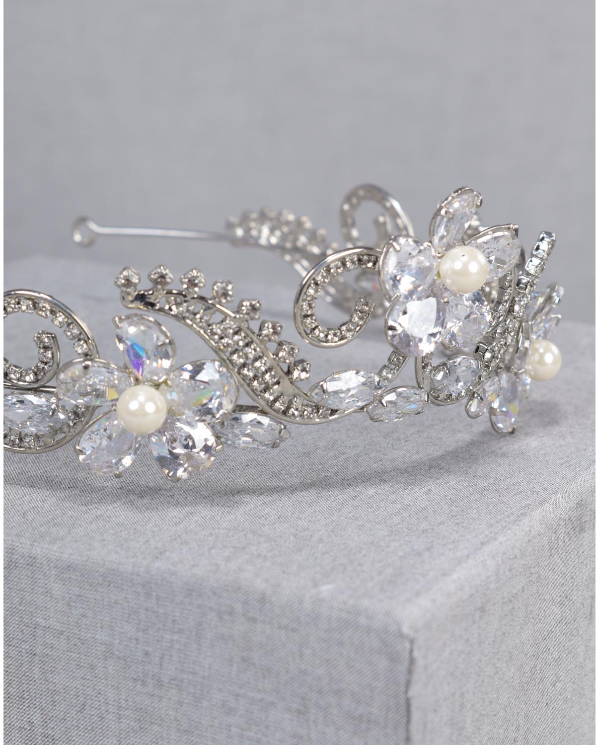 Coroa Noiva Zircônias Pérolas Strass Rose Esposar