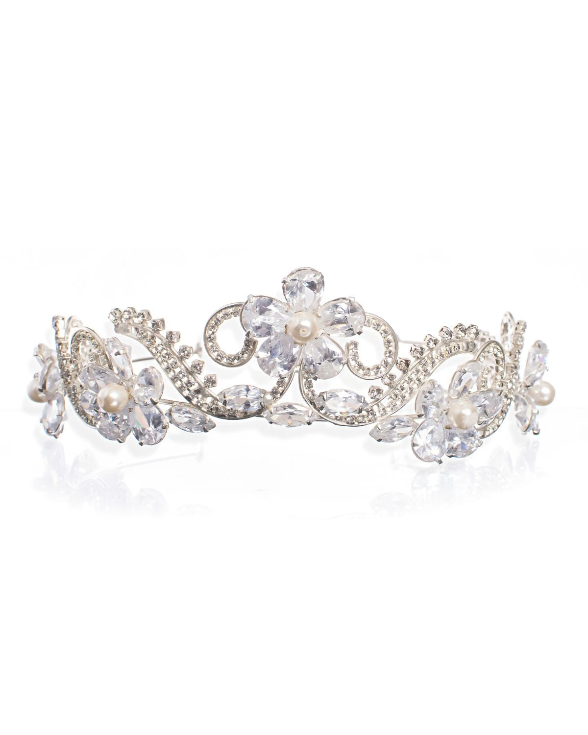 Coroa Noiva Zircônias Pérolas Strass Rose Esposar