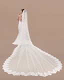 Mantilha de Noiva Longa Louise No White Acabamento Bico Esposar