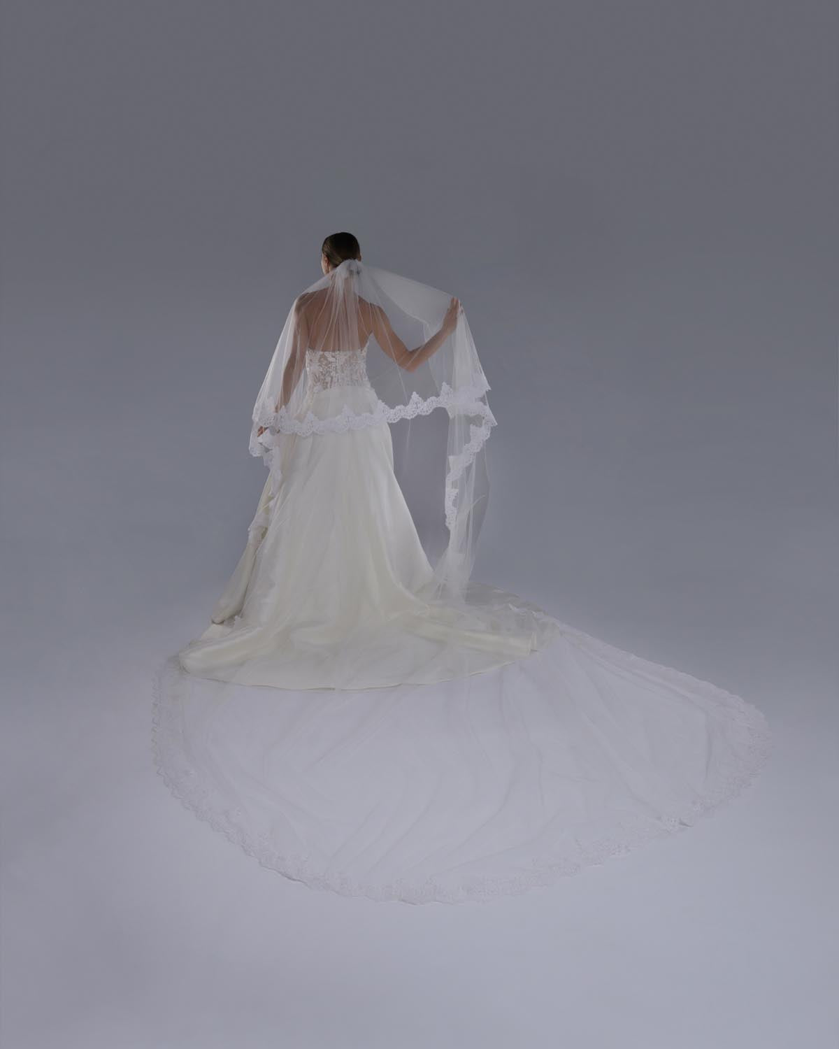 Mantilha Noiva Longa Tule Renda Sutache Amanda Esposar