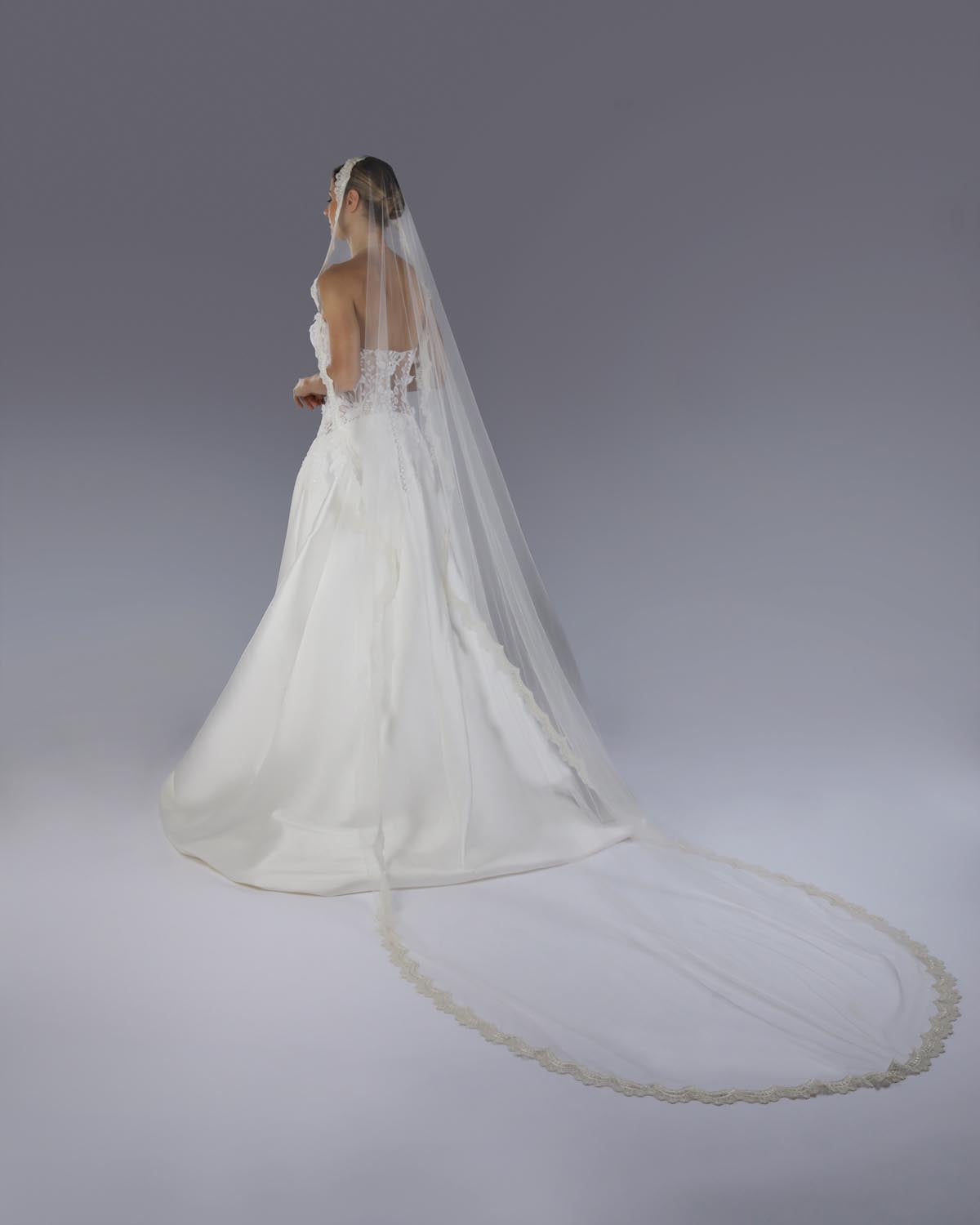 Mantilha Noiva Longa Tule Renda Seda Julieta Esposar