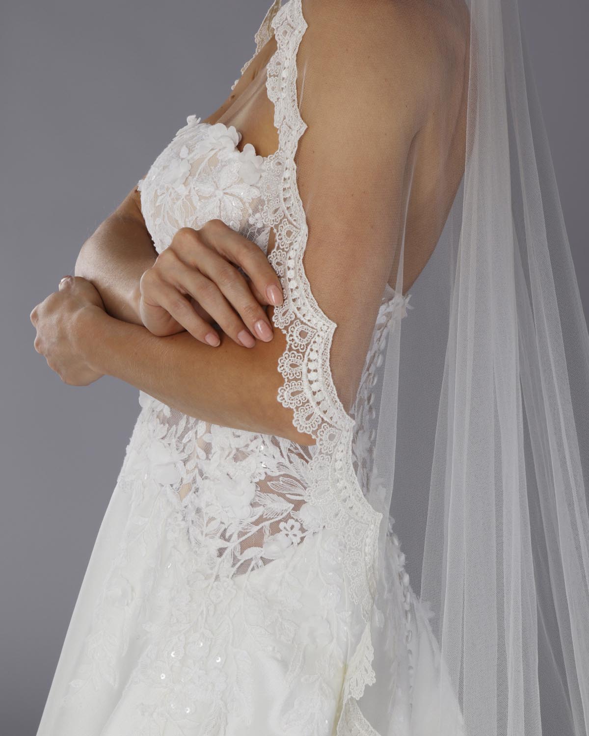 Mantilha Noiva Longa Tule Renda Seda Julieta Esposar