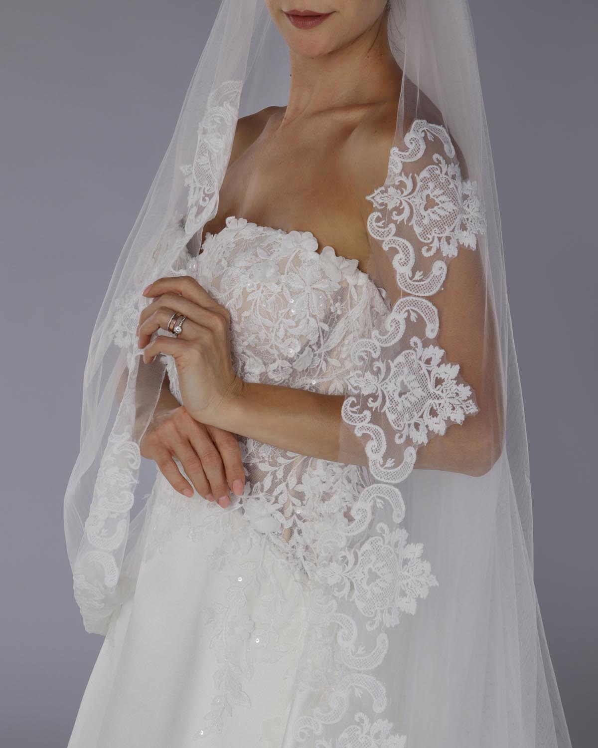 Mantilha Noiva Longa Tule Renda Arabesco Nancy Esposar