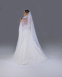 Mantilha Noiva Longa Tule Seda Dupla Petúnia Esposar