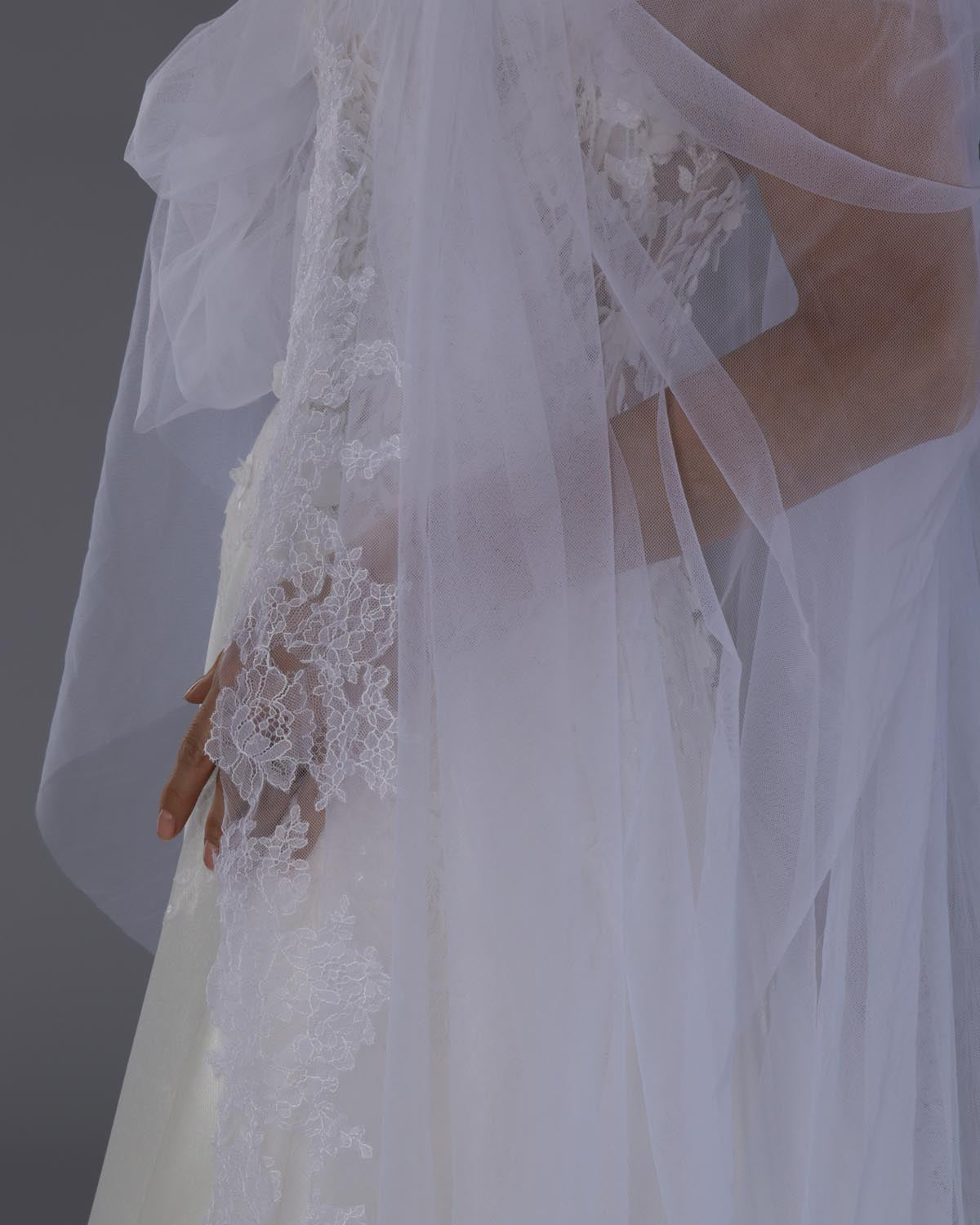 Mantilha Noiva Longa Tule Seda Dupla Petúnia Esposar