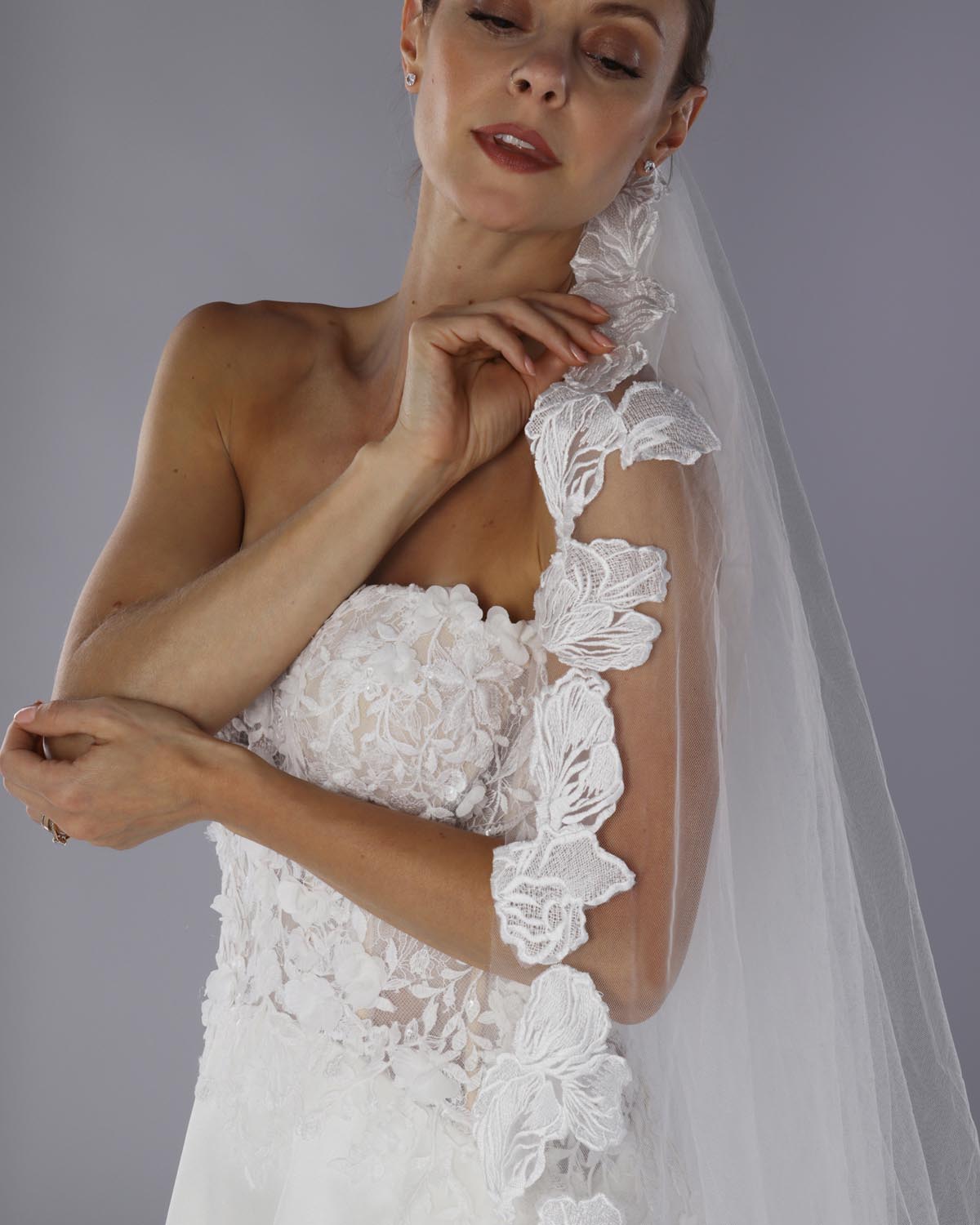 Mantilha Noiva Longa Tule Flores Seda Flowers Esposar