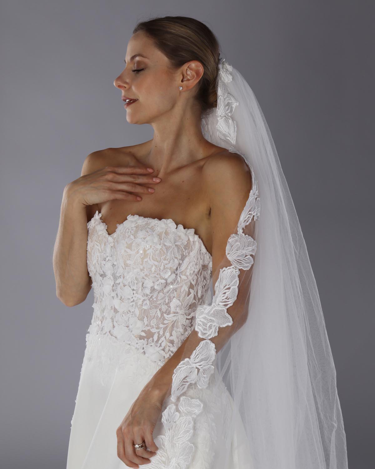 Mantilha Noiva Longa Tule Flores Seda Flowers Esposar