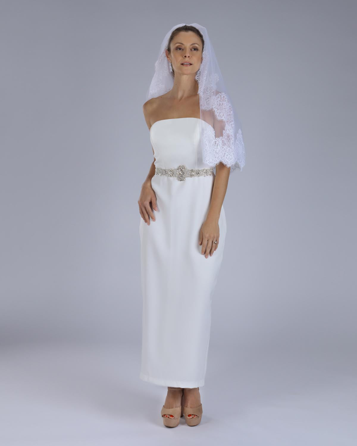 Mantilha Noiva Média Tule Renda Chantilly Francesca Esposar