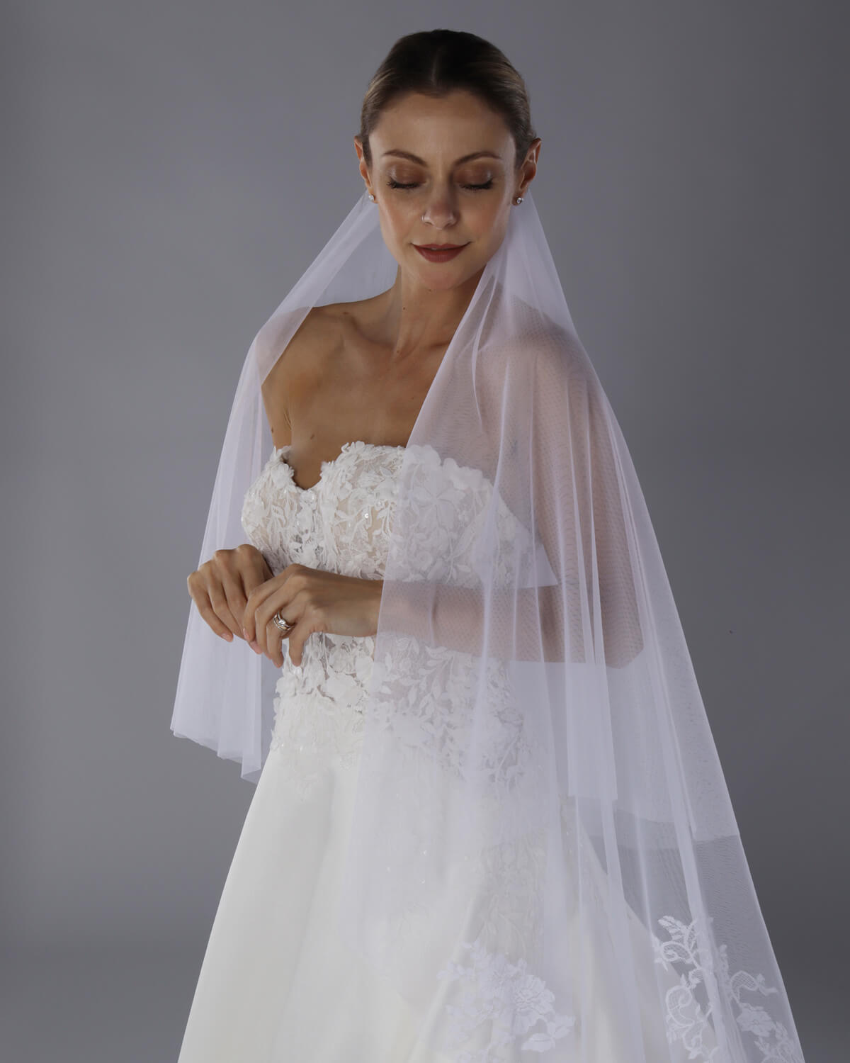 Mantilha Noiva Média Vera Tule Renda Dupla Esposar