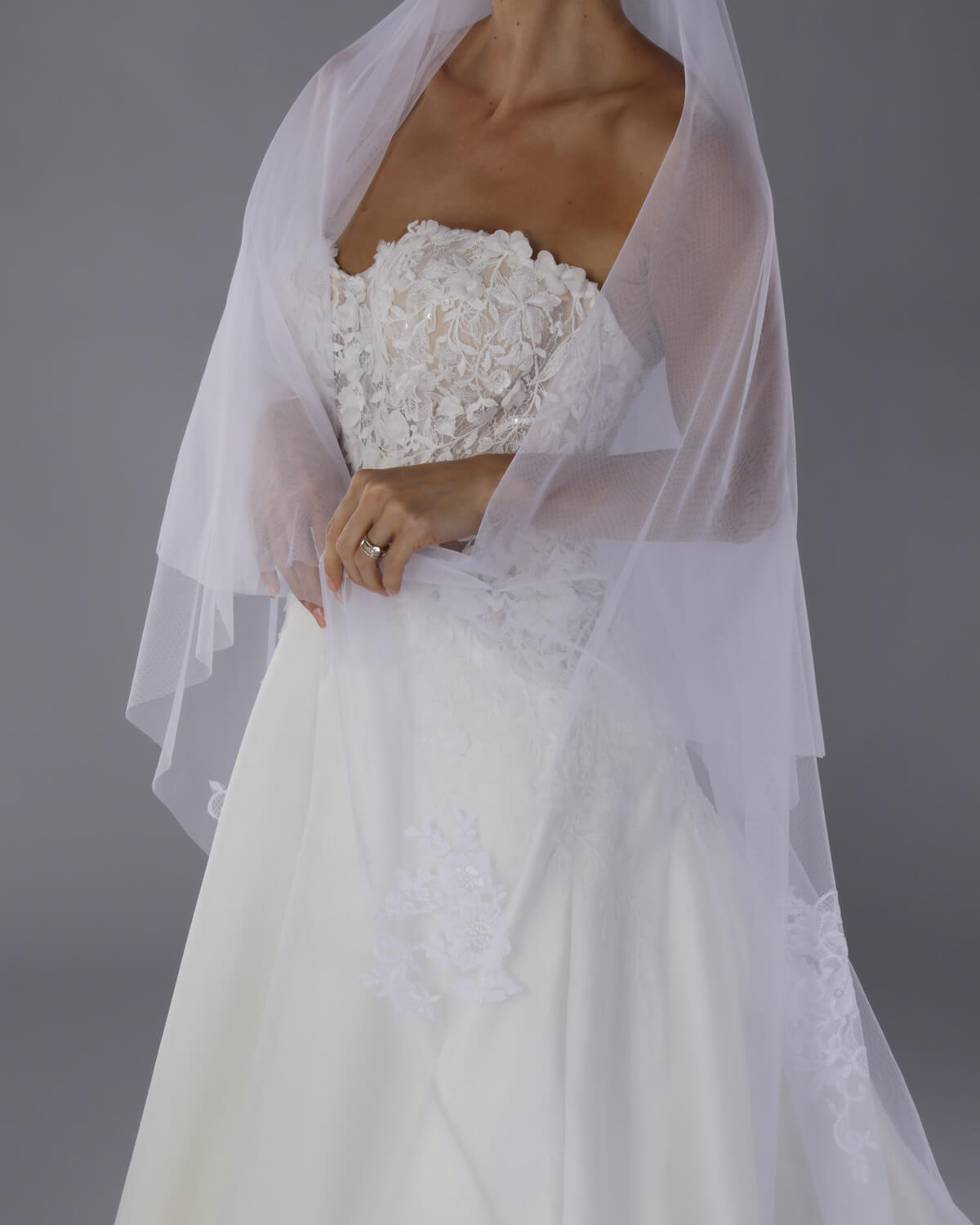 Mantilha Noiva Média Vera Tule Renda Dupla Esposar